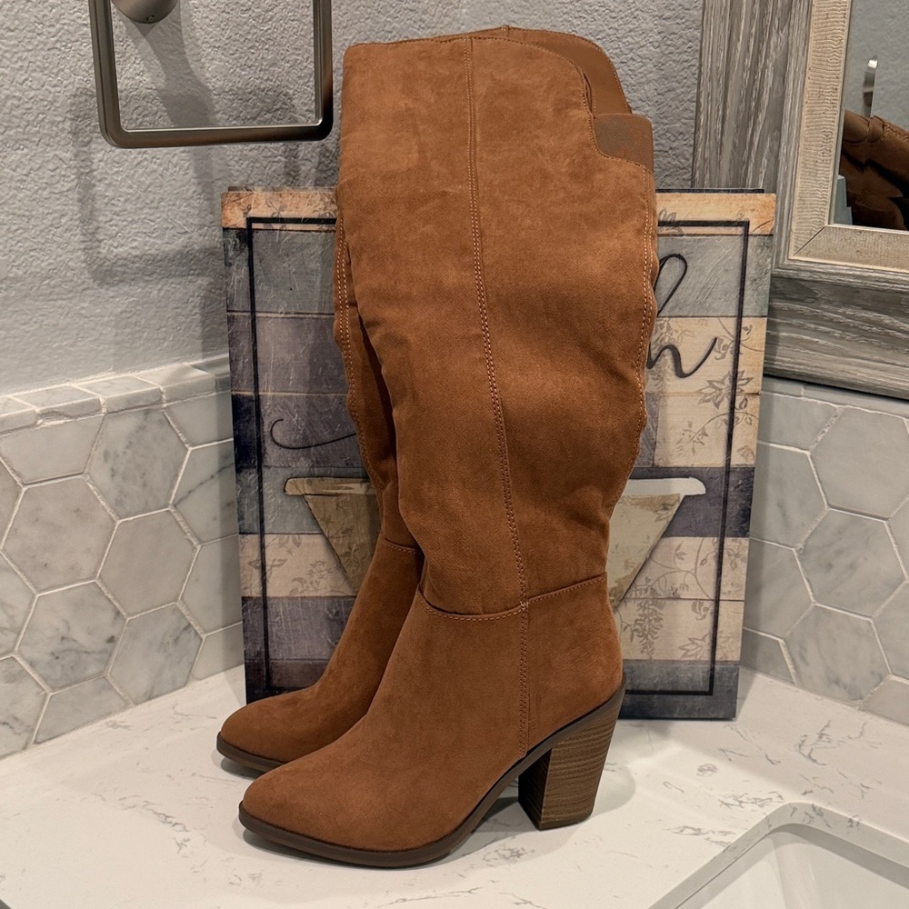 Universal Thread Brown Knee-High Faux Suede Boots